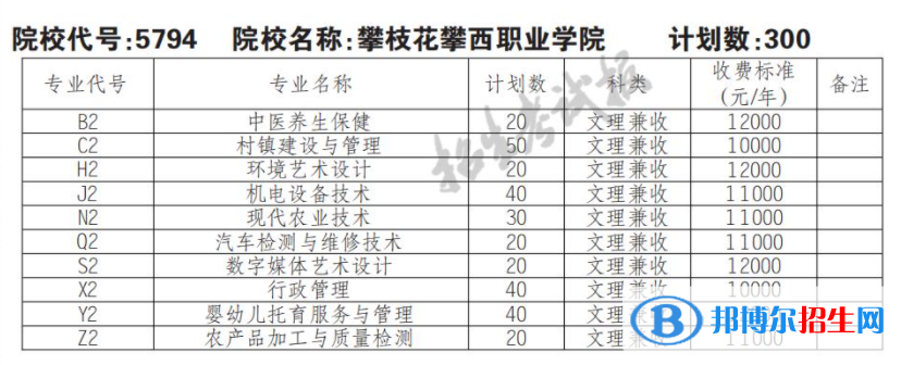 2023年攀枝花攀西職業(yè)學院單招專業(yè)有哪些？