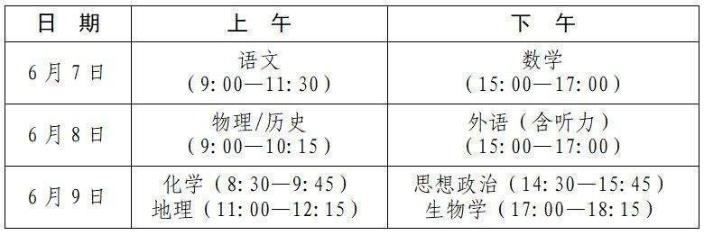 2024江西新高考考試時間安排表：各科目考試時間及順序安排一覽！